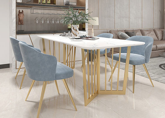 Khung dưới bằng thép không gỉ Bàn ăn hiện đại bằng đá cẩm thạch