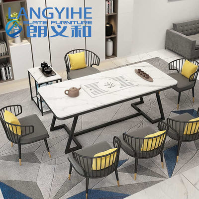 Bàn ăn bằng đá phiến 140cm Ý hiện đại Kim loại sang trọng tối giản
