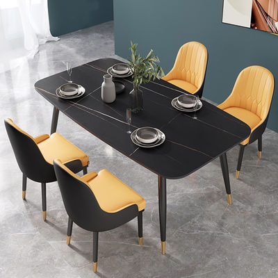 Bàn ăn bằng đá cẩm thạch kim loại Bắc Âu sang trọng cho 4 - 6 người