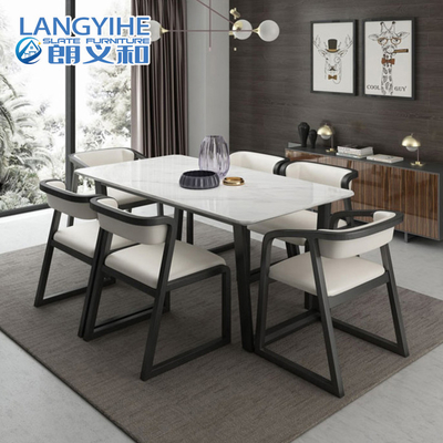 Bàn ghế ăn bằng gỗ rắn bằng đá cẩm thạch Phong cách tối giản hiện đại Bắc Âu