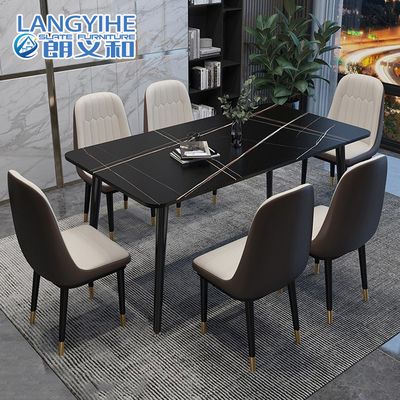 Rock Slab Bàn ăn bằng đá cẩm thạch tối giản hiện đại hình chữ nhật
