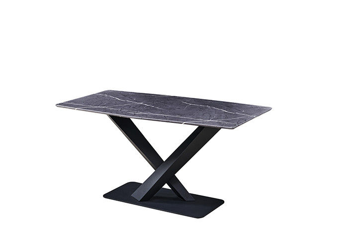 Bàn ăn 6 ghế màu xám 150x80x77cm với mặt trên bằng đá cẩm thạch