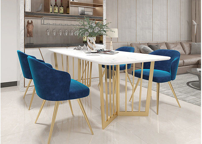 Khung dưới bằng thép không gỉ Bàn ăn hiện đại bằng đá cẩm thạch