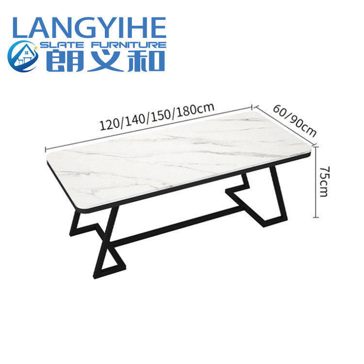 Bàn ăn bằng đá phiến 140cm Ý hiện đại Kim loại sang trọng tối giản