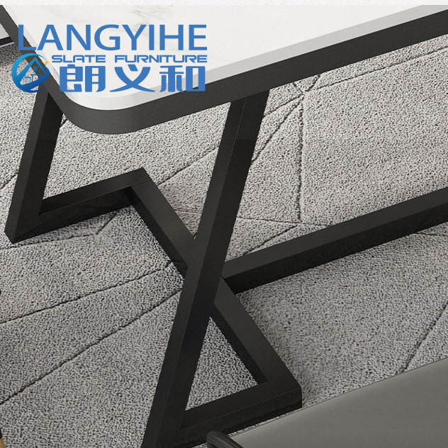 Bàn ăn bằng đá phiến 140cm Ý hiện đại Kim loại sang trọng tối giản