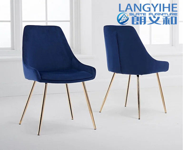 Iso 9001 Bàn ăn hiệu ứng đá cẩm thạch tròn 120cm với ghế nhung dương xỉ màu xanh lam