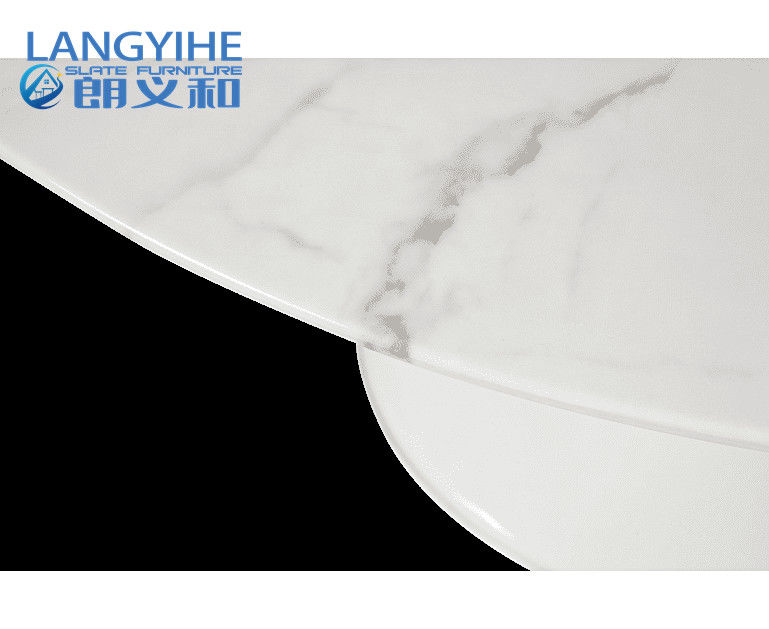 Bàn ăn tròn bằng đá cẩm thạch trắng 120cm và ghế ăn bọc nệm