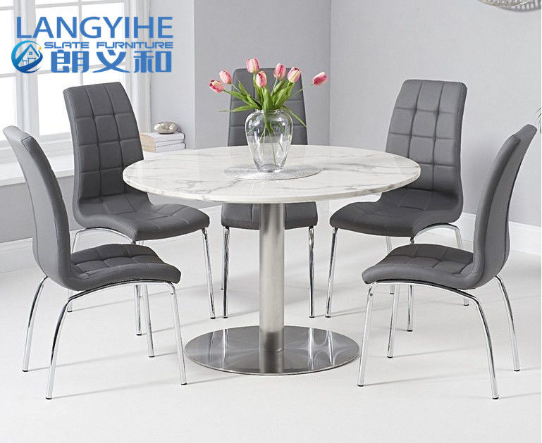 Bộ bàn ăn bằng đá cẩm thạch tròn Odm được bọc nệm thoải mái