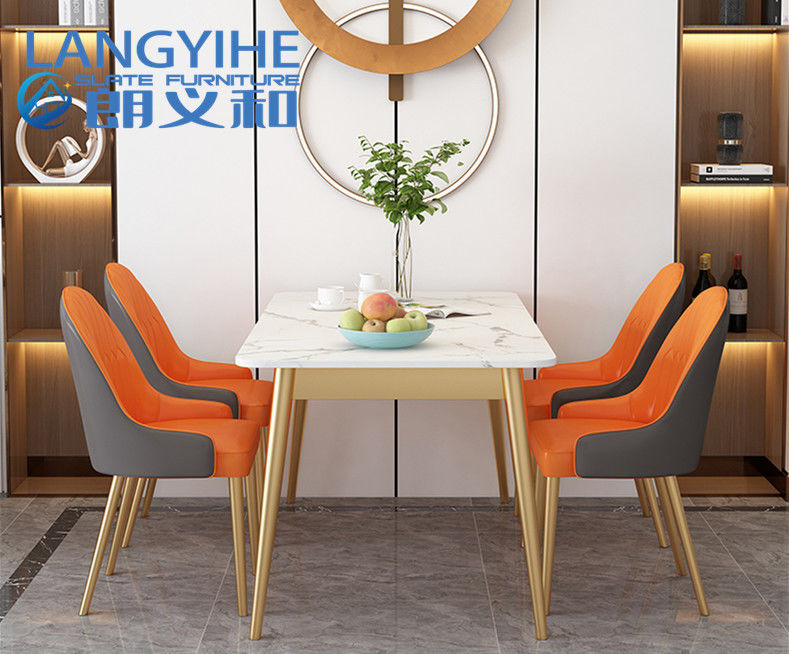 Bảng đá hình chữ nhật Bàn ăn bằng đá cẩm thạch Kết hợp bàn ghế và ghế