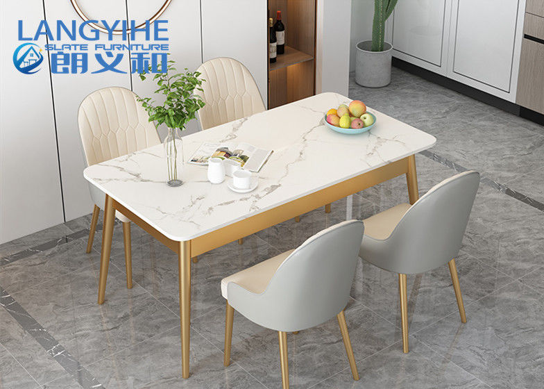 Bảng đá hình chữ nhật Bàn ăn bằng đá cẩm thạch Kết hợp bàn ghế và ghế