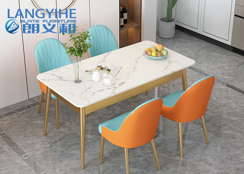 Bảng đá hình chữ nhật Bàn ăn bằng đá cẩm thạch Kết hợp bàn ghế và ghế