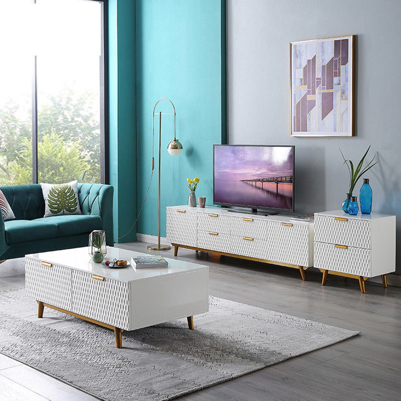 Phòng khách Trung tâm Bàn và Tủ TV Sắt đá cẩm thạch Hình dáng dài sang trọng