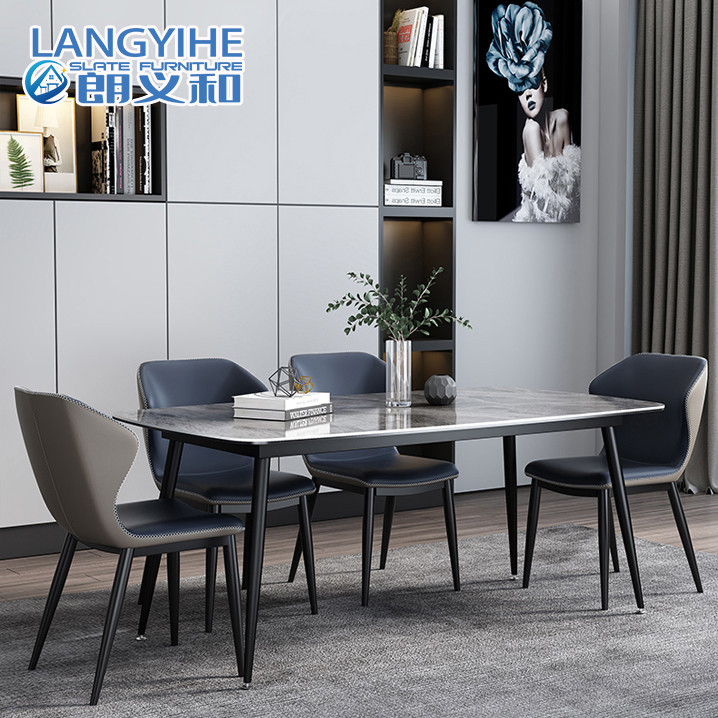 Chống trầy xước Bàn ăn hình chữ nhật hiện đại Rock Slab Hộ gia đình